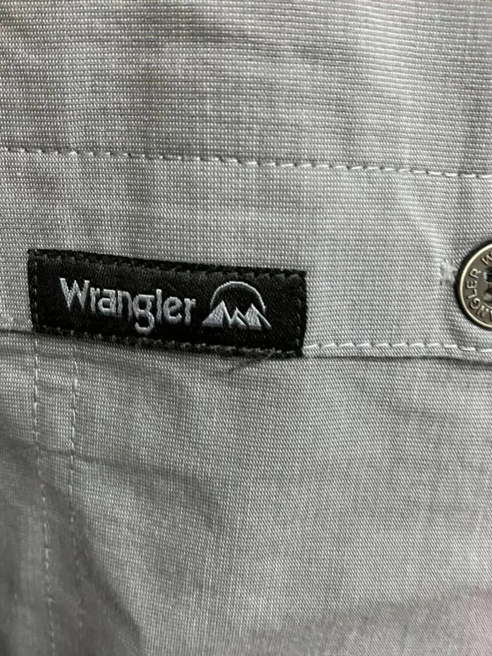 Wrangler Button Up Shirt Men's 3XL Gray Short Sleeves Front Pockets Collared